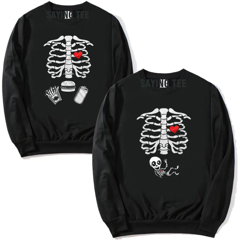 Food Baby X Ray - Maternity Halloween Skeleton T-Shirts Couple X-ray