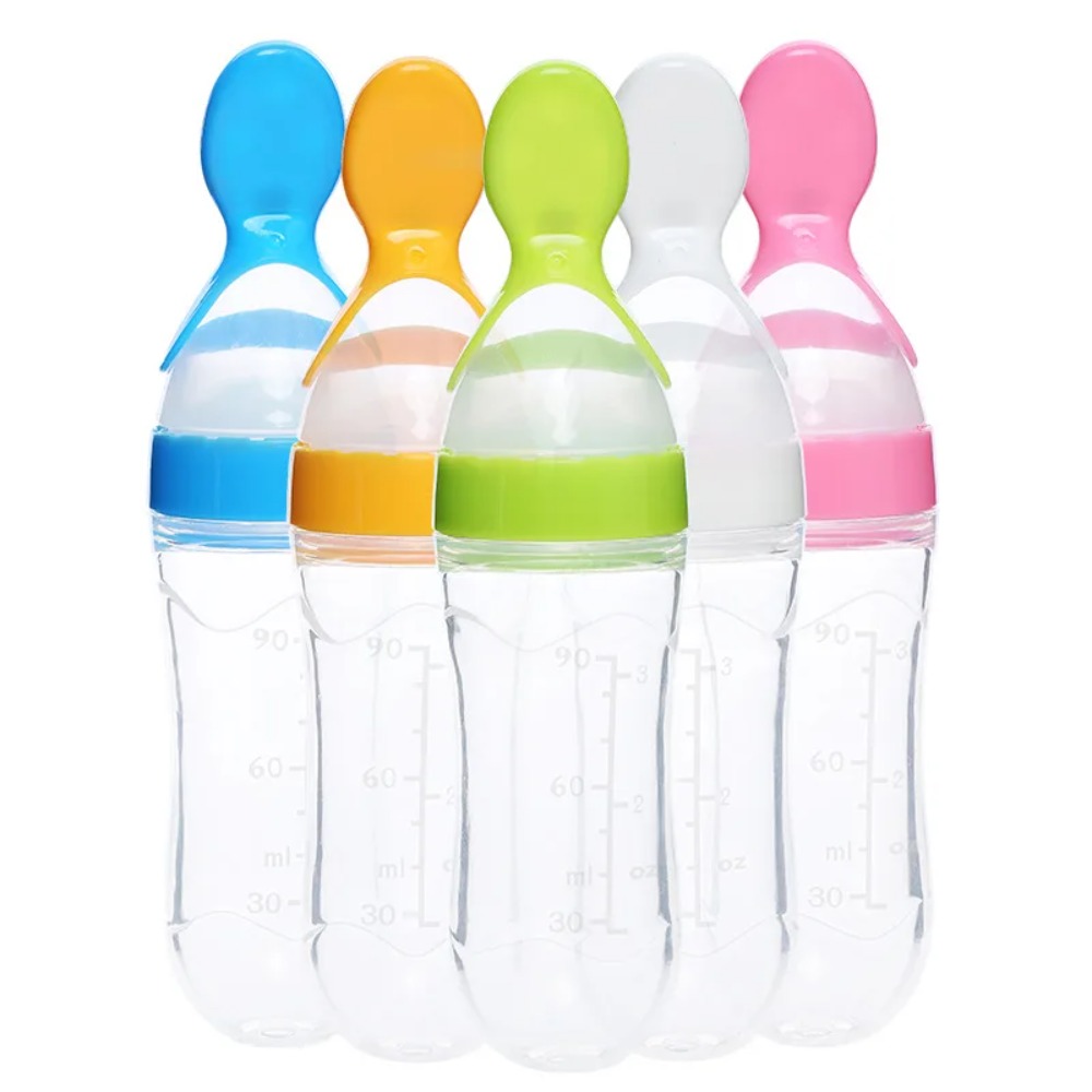 Baby Food Feeder - 90ML Baby Feeding Bottle Spoon Milk