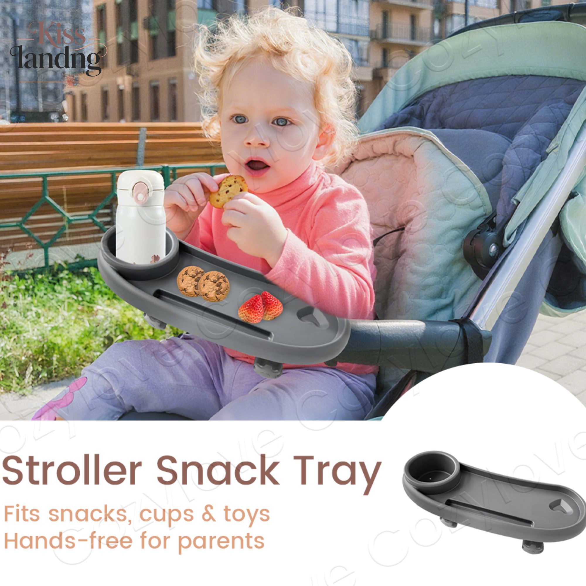 Snack Cup Toddler - Detachable Stroller Snack Tray with Cup