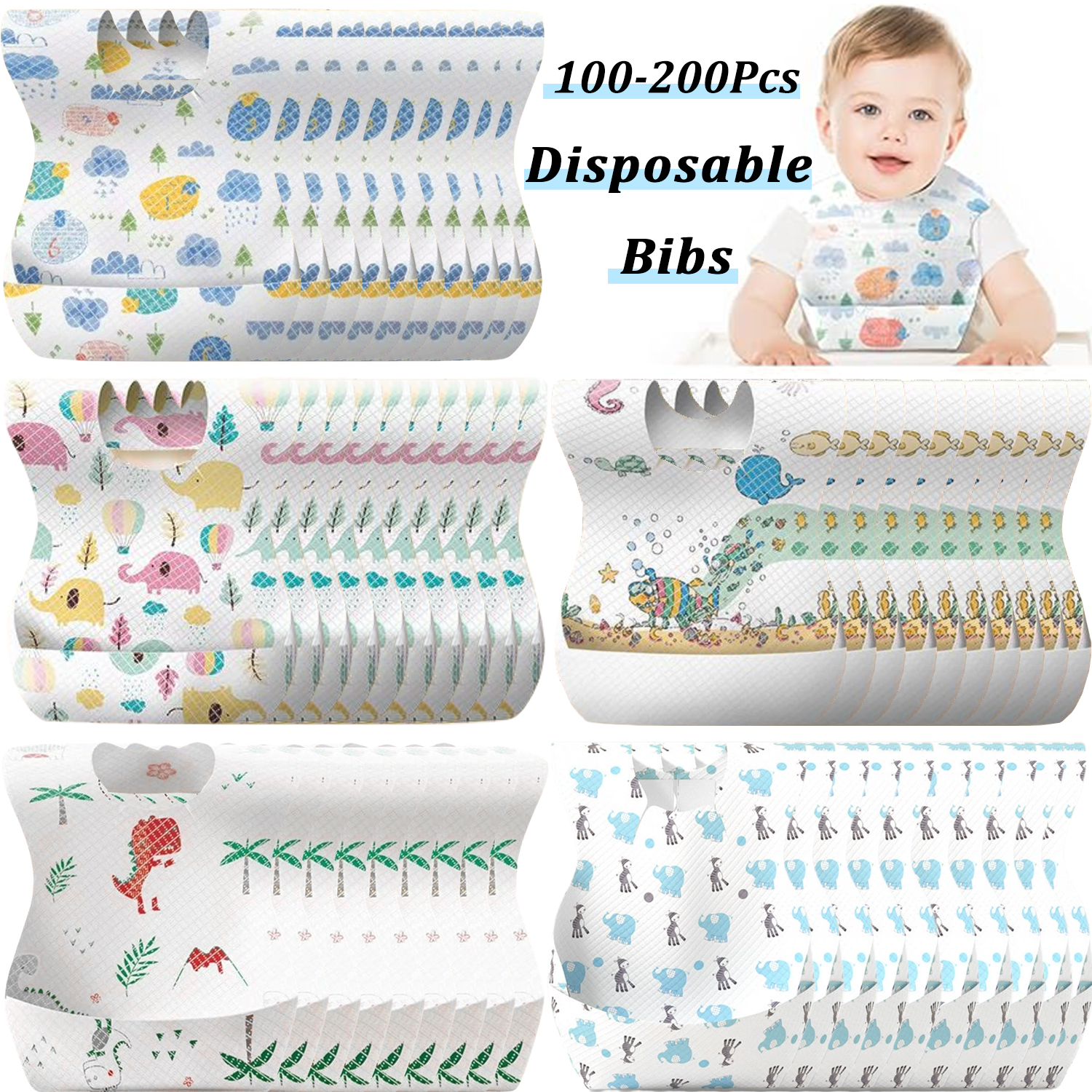 Baby Food For Travelling - 100Pcs Disposable Baby Bibs Individual Wrapped