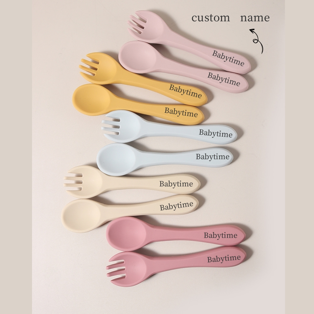 Baby Food Nutrition - Custom name 1 pair silicone spoon