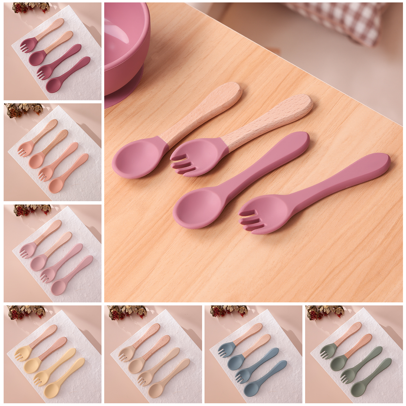 Baby Food Feeder - Color Kids 4PCS Silicone Baby Feeding