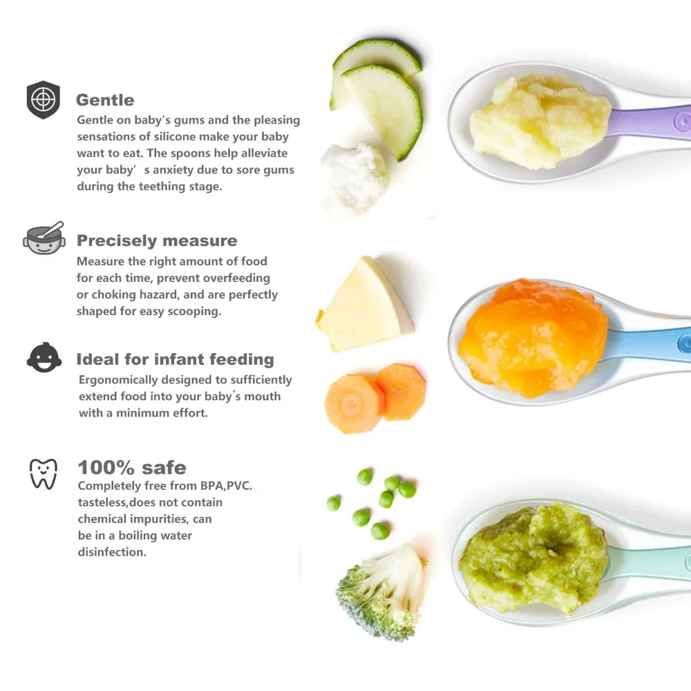 Baby Spoons Soft Silicone Todd - Baby Food Nutrition บทวิจารณ์และราคา