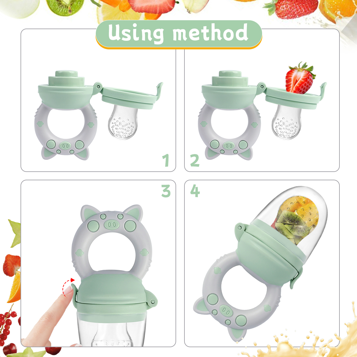 4pcs/set Silicone Fruit & Vege - Baby Food Feeder บทวิจารณ์และราคา